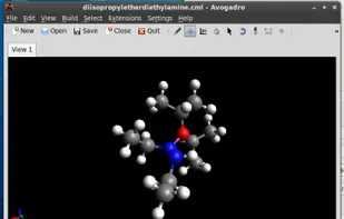 A simple molecule in a small Avogadro window.