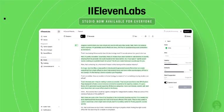 ElevenLabs Expands Studio Access: Free Projects & Enhanced Features for All Creators image