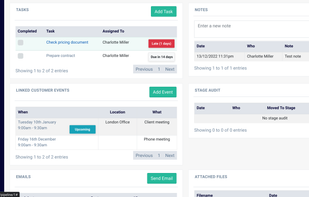 Notes, tasks, dairy, documents, files against the customer record