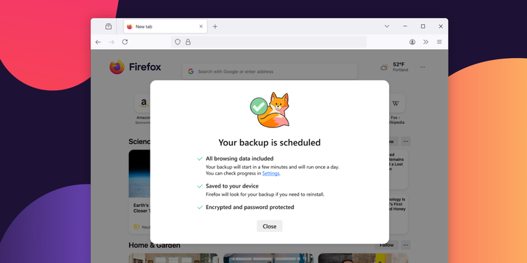 Firefox 146 adds Wayland fractional scaling, Windows 10 backups, and EU weather widget image