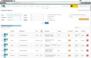 Inventory List with Locations and Detailed Information
