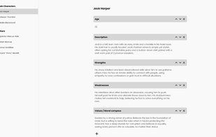 Storywriter Pro - character page