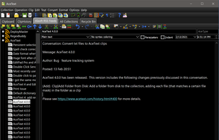 AceText 4.0 with dark theme, regex syntax highlighting, and RSS reader.