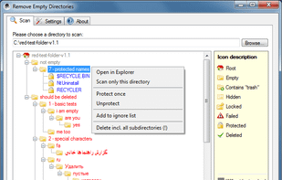 Context menu options