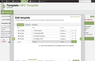 Build an automated template throught scripts, sources recipes and config. files