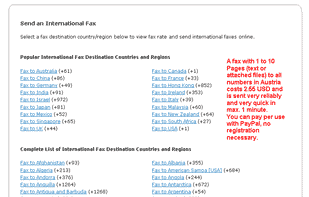 Fax with 1-10 pages to Europe: 2.55$ - PayPal