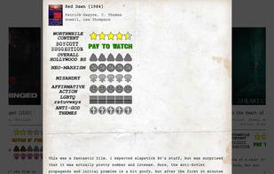 RWT has custom ratings as well to measure different aspects of a movie's agenda as well as a boycott suggestion. Although, RWT doesn't consider all of these things to be necessarily negative. For example, some of the users are Anarcho Capitalist Atheist types who like "Anti-God themes" in a movie. Or some are openly gay like Milo and want more "LGBT" themes in a movie.