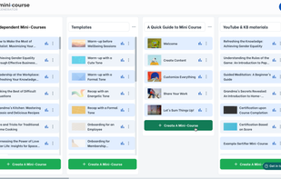 This is how your admin dashboard looks like on your MCG account. Mini-courses organized under mini-course collections.
