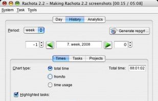 History view with time charts for selected period.