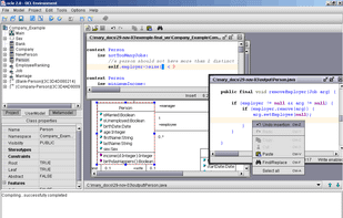 OCLE has a powerful text editor which provides syntax highlighting and autoindentation (very useful when editing long OCL expressions).