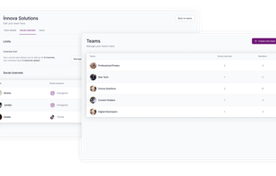 team management to organize your social channels and users