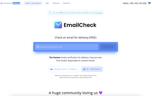 EmailCheck landing page