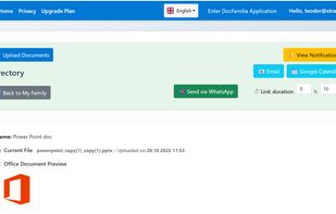 Edit a document with options to send it by email, to Whatsapp, or set a calendar reminer