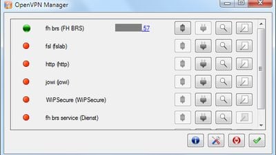main window, displays all OpenVPN configurations