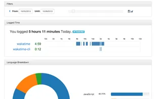 Showing logged time and language breakdown.