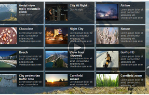This video player with a transparent playlist layered on top of the video display is not only eye catching and unique but is also highly effective. You get both a large video player, which provides a highly enjoyable viewing experience and an unlimited, user-friendly playlist with thumbnails, titles and descriptions, all occupying the same page space.