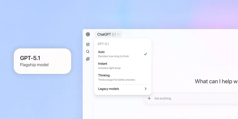 OpenAI launches GPT 5.1 models with faster, "warmer" and more conversational variants image