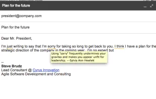 Just Not Sorry -- the Gmail Plug-in screenshot 1
