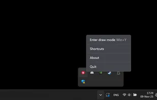 You can launch draw mode using a shortcut or by using a tray icon menu
