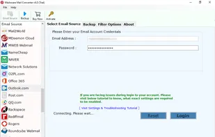 enter email credentials
