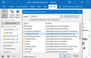 ReliefJet Quick Folders for Outlook screenshot 1