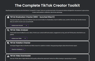 Screenshot showing my Creator Tools page