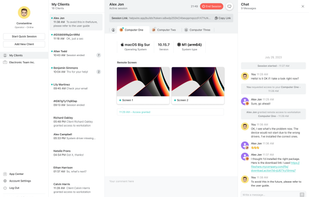 HelpWire Operator web account with access to all clients, their workstations, communication and settings.