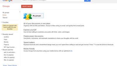 Google Groups screenshot 1