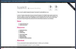 Luakit homepage (with command-line)