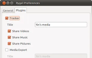 Rygel media-server preferences dialog