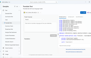 AI Dev Gallery screenshot 2