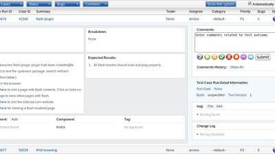 Mark individual test result statuses
add comments, link or report bugs