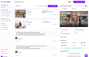 Overview of imported and collected testimonials. 