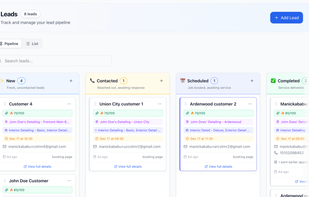 Job and workflow management with status tracking from scheduled to completed.