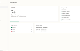 Dashboard overview with countdown card and stats