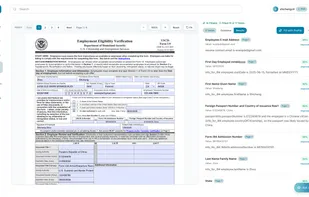 Fill pdf with profile of indexed documents, in one click, then review answer one by one.