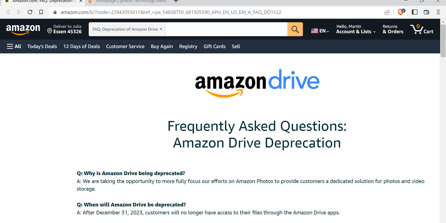 Amazon Drive cloud storage service shutting down December 31st, 2023