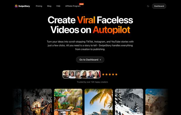 SwipeStory home page