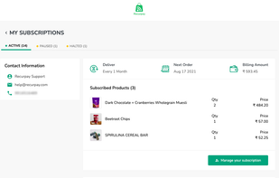 Customer Account Section