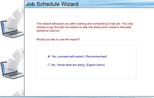 Users are provided a wizard to guide them effortless through the job configuration while advanced users can choose to opt out of the wizard if they so desire.