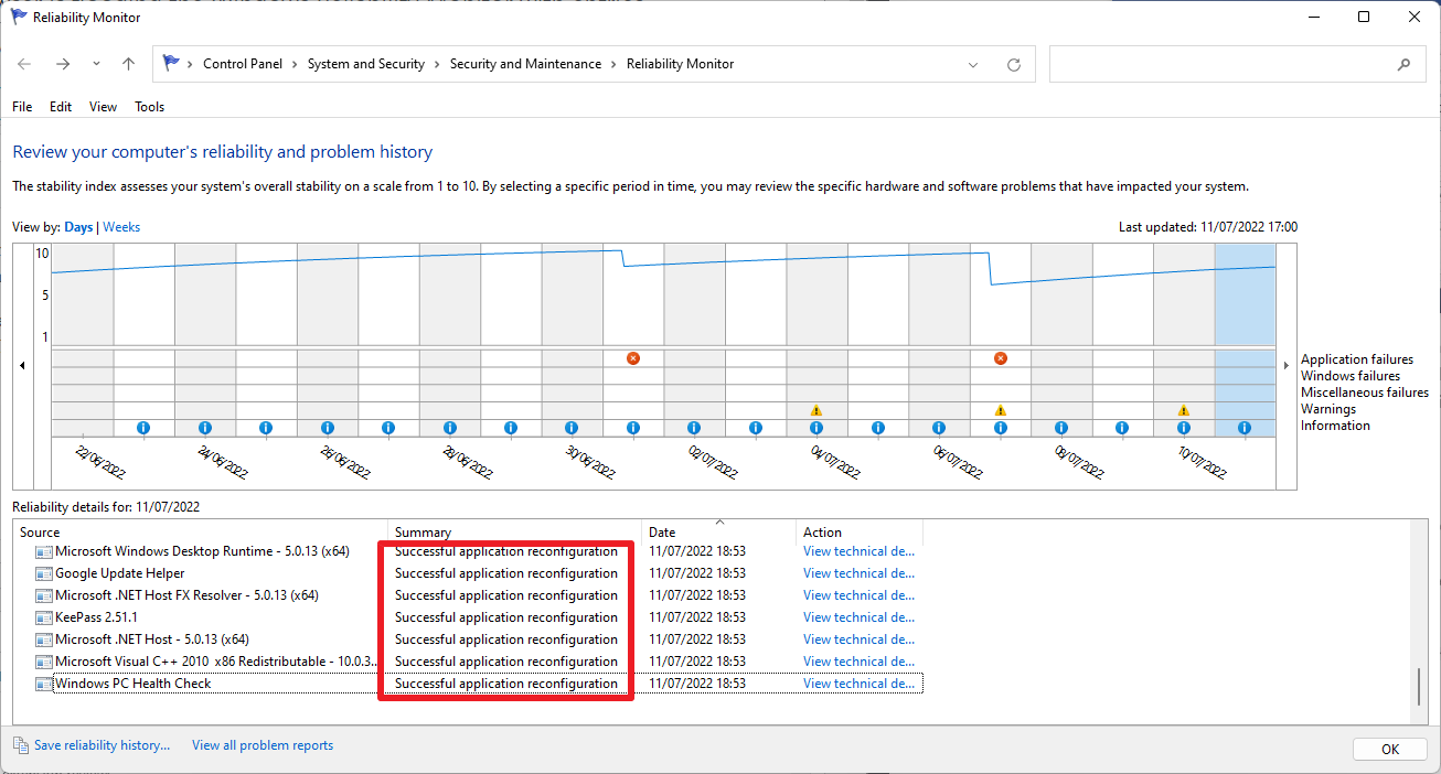 Opera web browser flooding Windows Reliability Monitor with entries