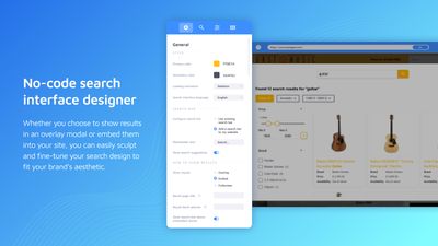 No-code search designer for an improved user interface and search experience