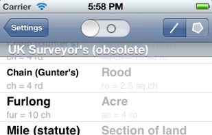 iPhone app's settings