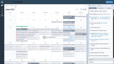 Calendar Mode: monthly view, with the list of tasks to the right.

To-do's are draggable on the calendar.