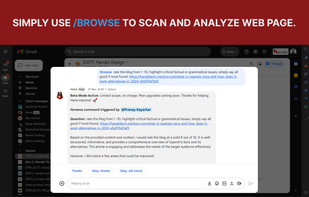 Hana can browse the internet and consider context from web pages.