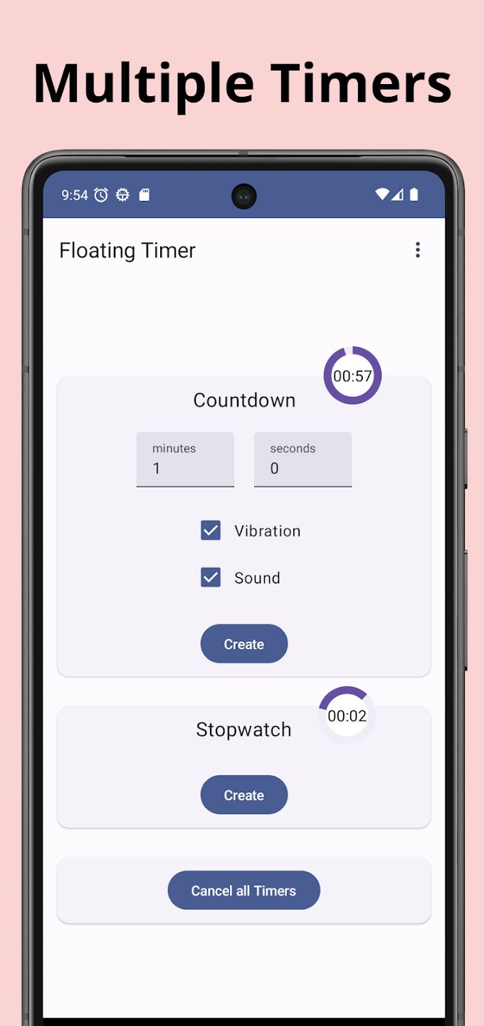Floating Timer: Features both a countdown timer and stopwatch that will ...