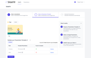 SlideFill step 2: select your presentation template for which you want to populate data