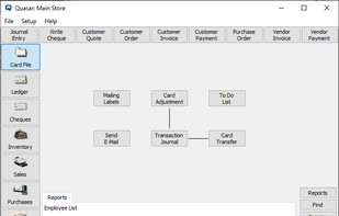 Quasar Accounting Main Menu
