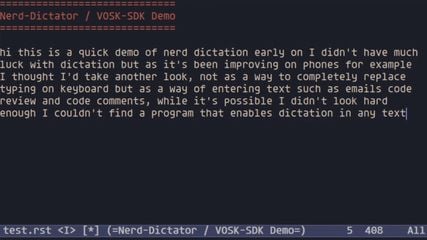 Text dictated using Nerd Dictation