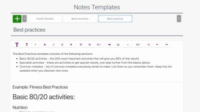 Create note templates for common types of notes like Book summaries, Checklists etc.